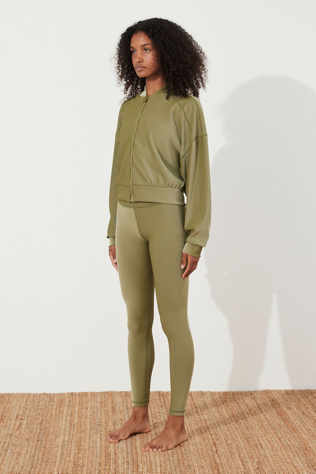 Stripe Rib Jacket - Olive #6