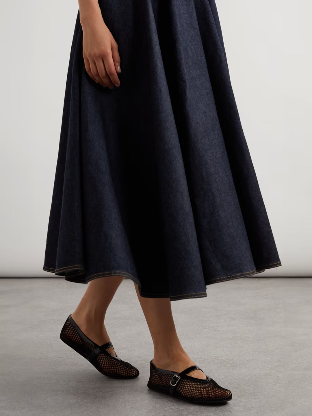 Patent leather-trimmed mesh ballet flats #2