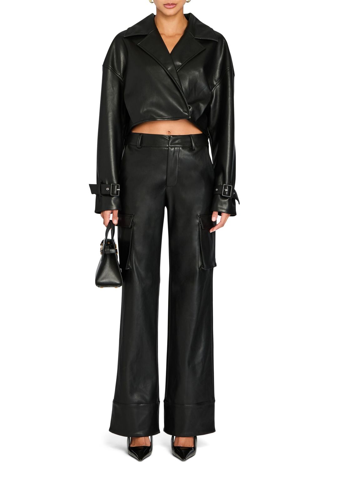 Fifer Vegan Leather Mid Rise Cargo Pant #5