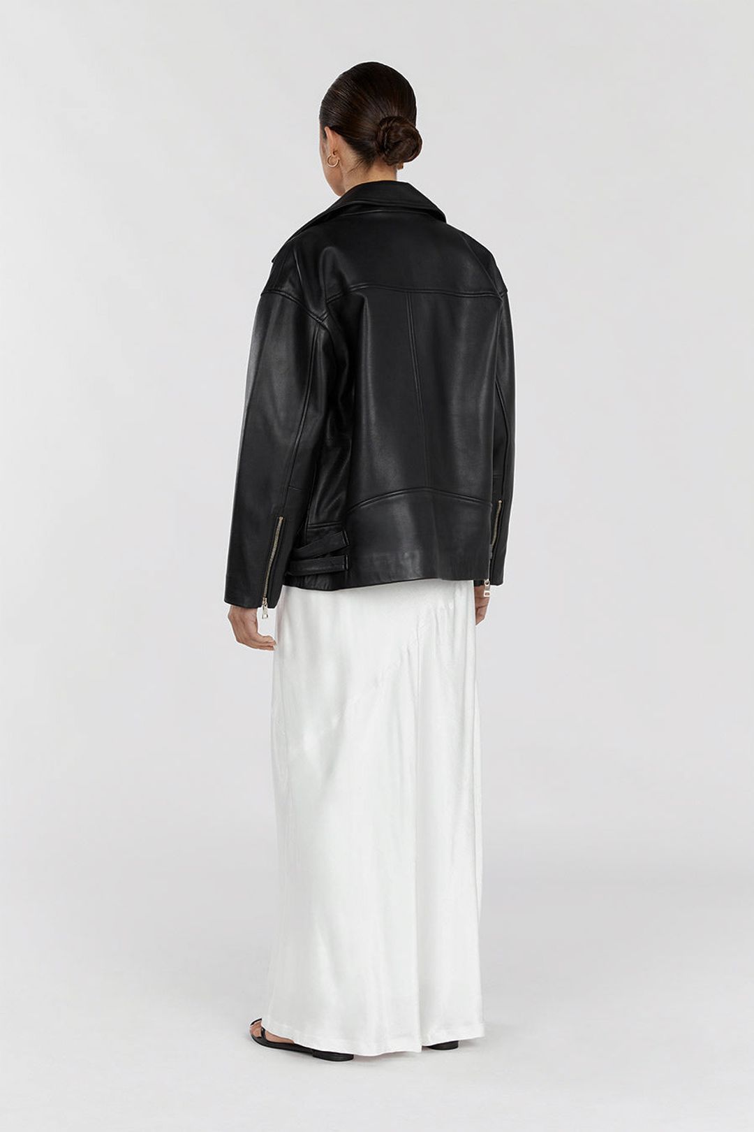 TORI BLACK LEATHER BIKER JACKET #4
