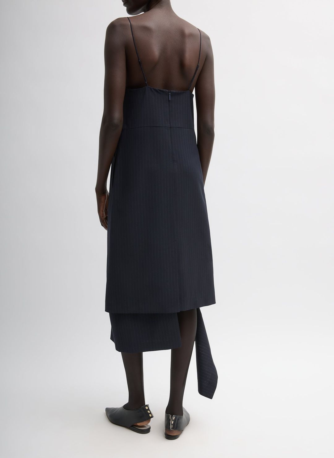 Mier Pinstripe Convertible Slip Dress #11
