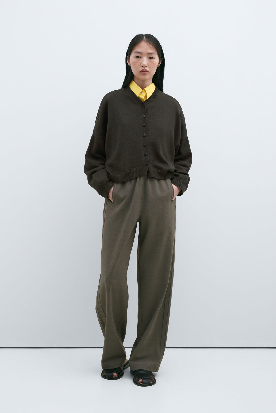 COTTON & CASHMERE CARDIGAN DARK MOSS