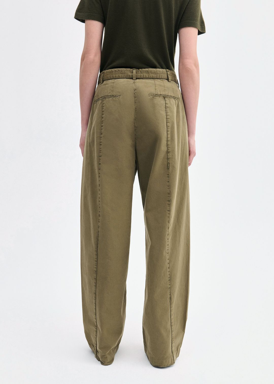 Drop Waist Pant in Cotton Twill - Olive #3