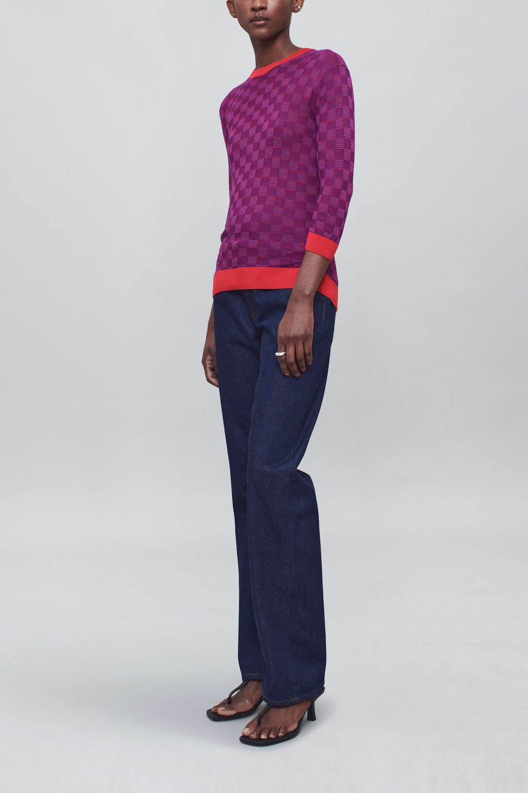 Lennon Crewneck Tee in Slinky Gingham #3