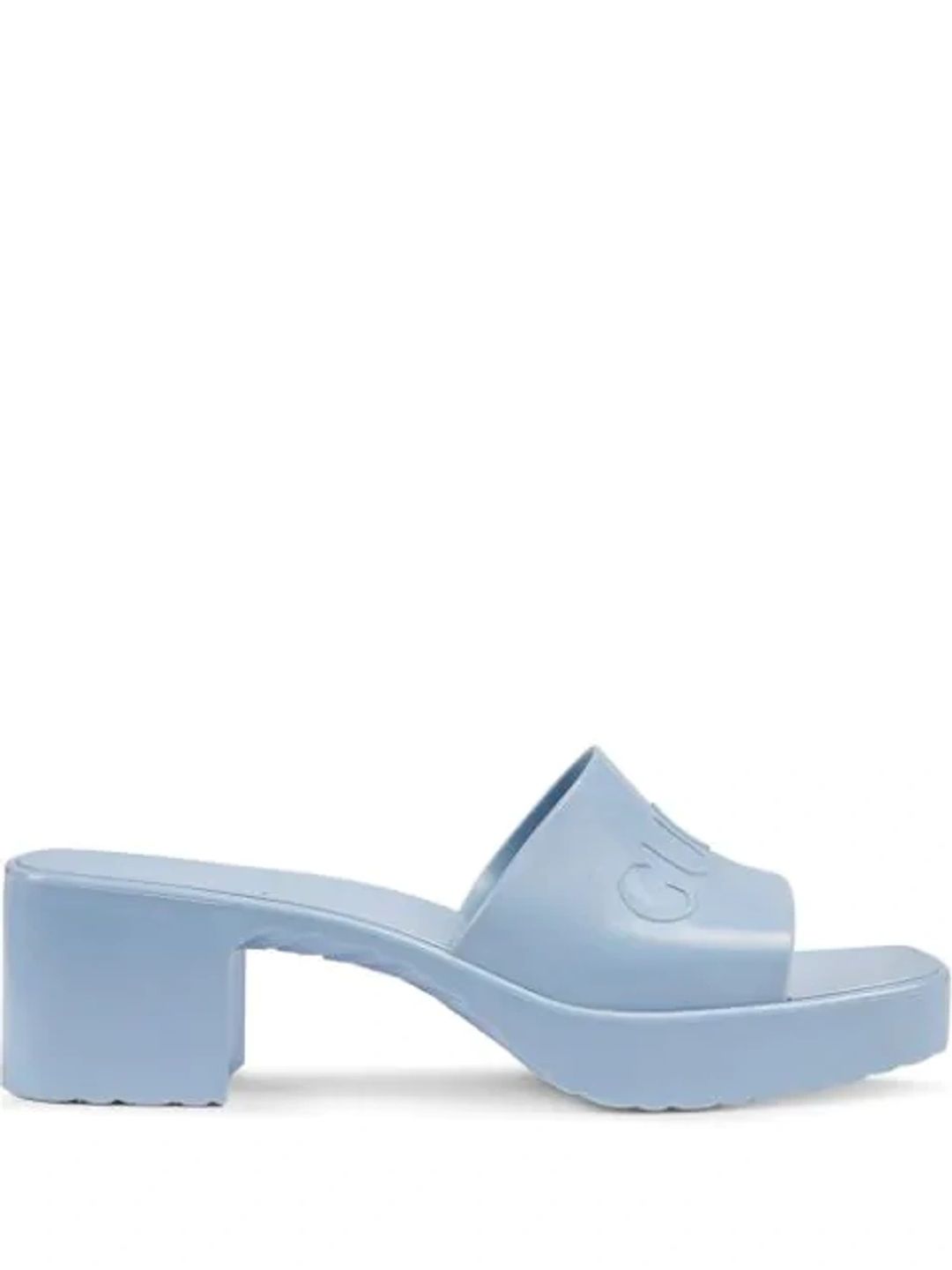 Rubber Logo Platform Slide Sandal In Light Blue #7