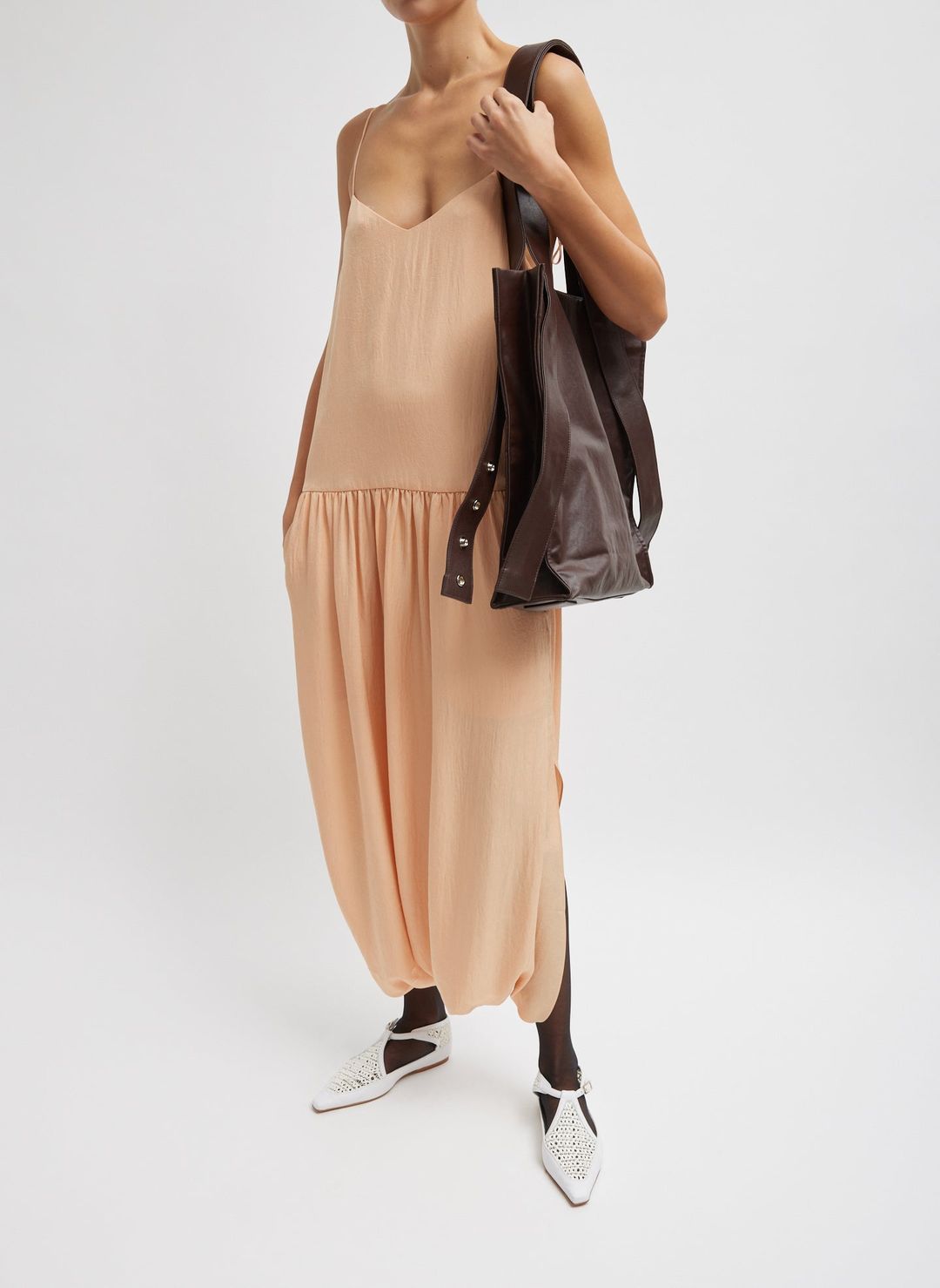 Spring Acetate Strappy Jalouise Dress