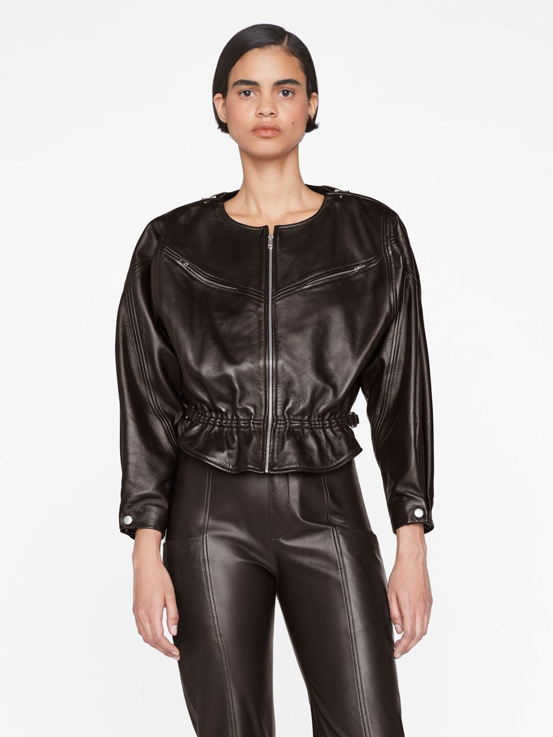 Slouchy Zip Up Jacket -- Espresso