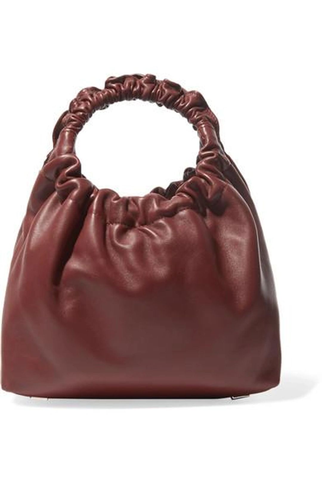 Double Circle Small Leather Tote In Burgundy