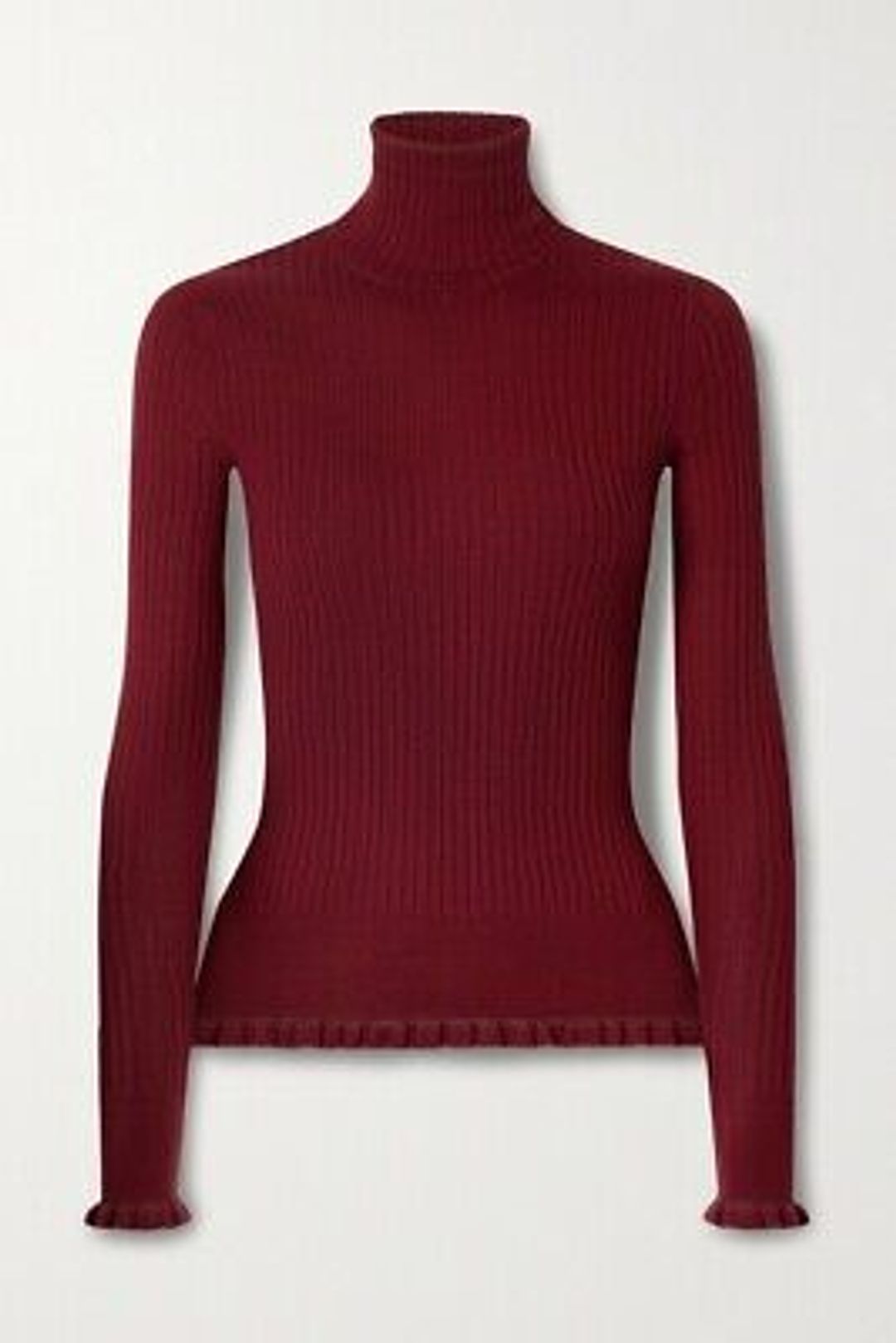 Arzino ruffled ribbed cashmere and silk-blend turtleneck sweater