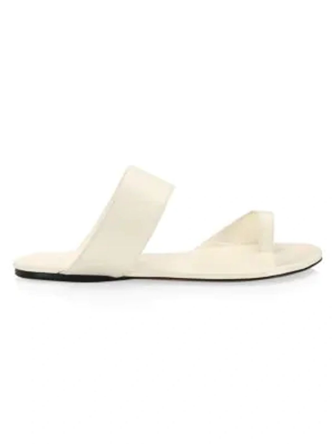 Infradito Flat Leather Toe-strap Slide Sandals In Ivory