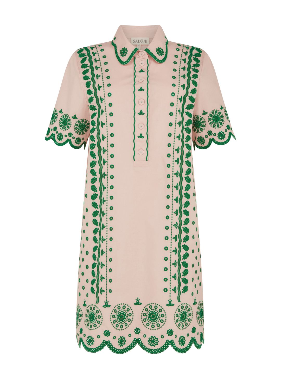 Dree Cotton Broderie-anglaise Shirt Dress in Blush Pink Apple