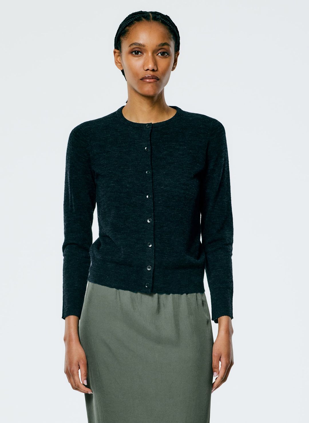 Skinlike Mercerized Wool Shrunken Cardigan