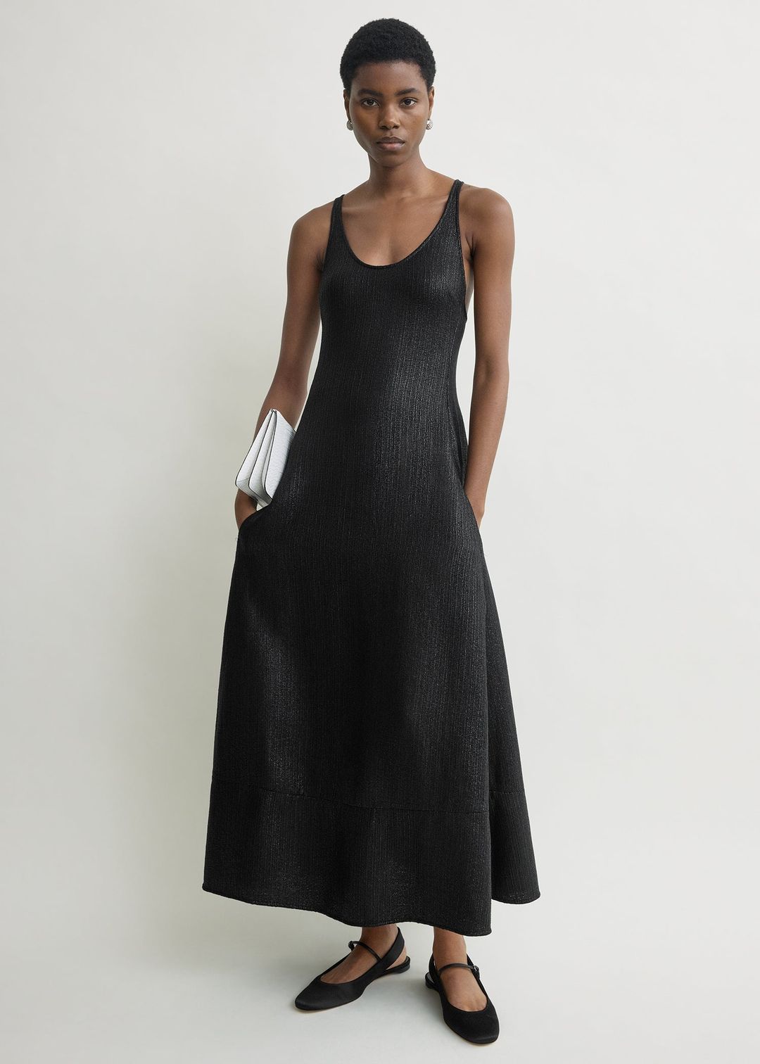 Sculpted cotton dress black