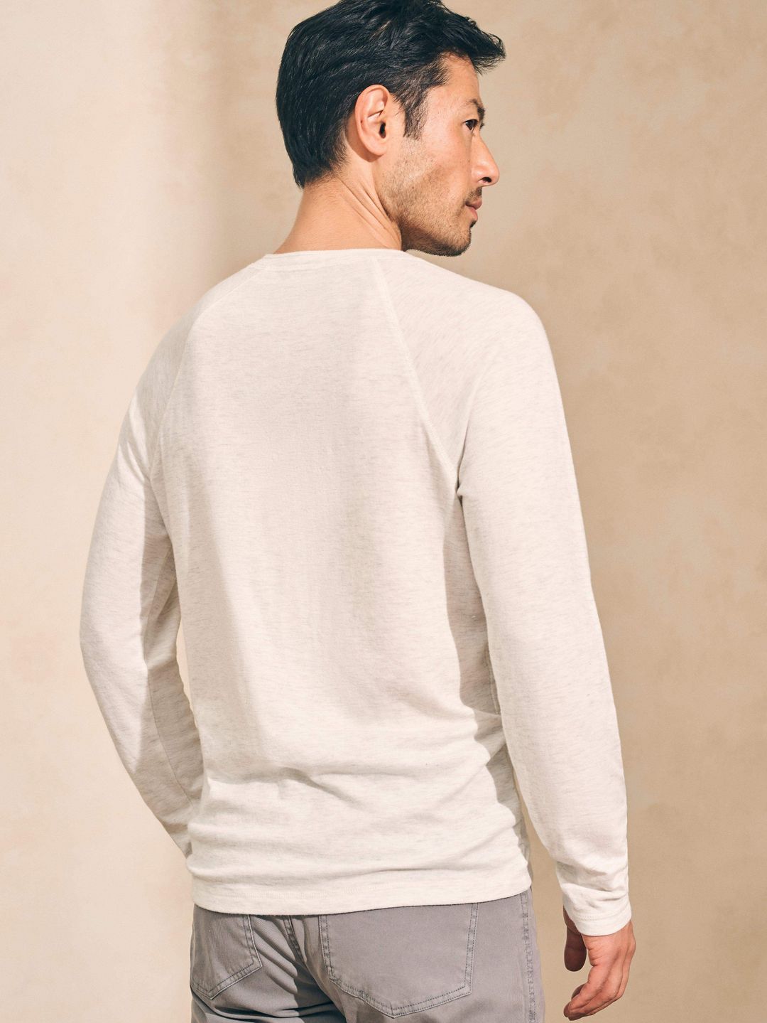 Long-Sleeve Newport Cloud Henley - Ivory Heather #4
