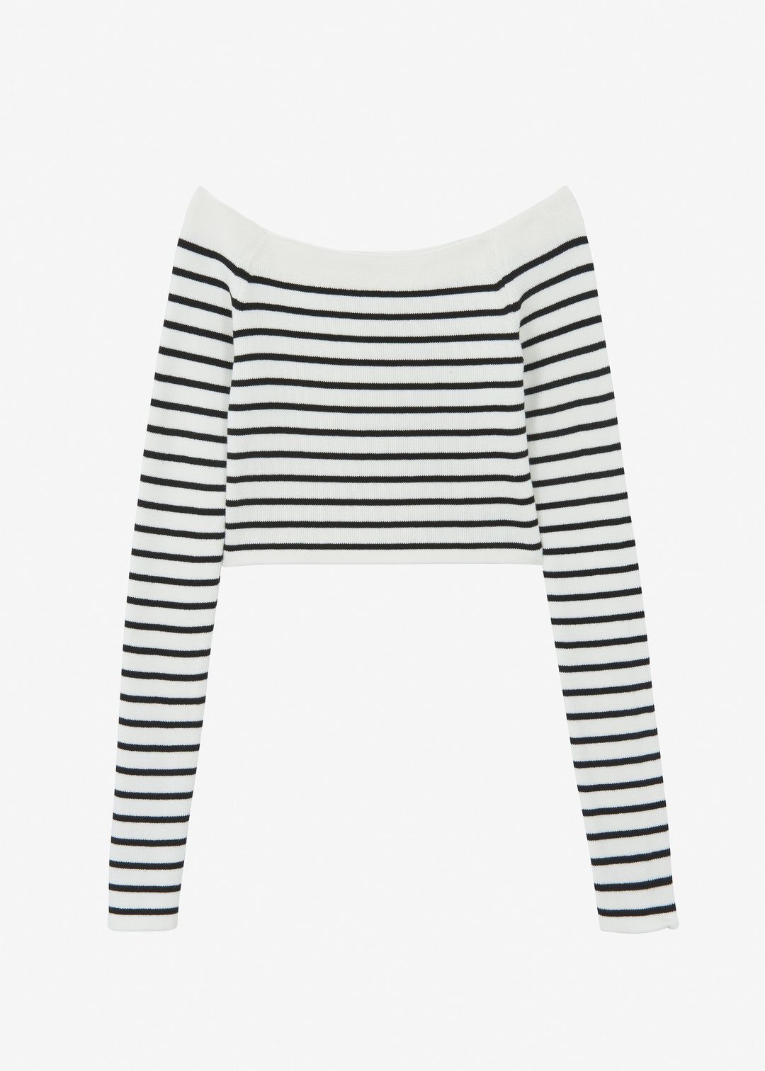 Coco White Off Shoulder Sweater - Black Stripe #13