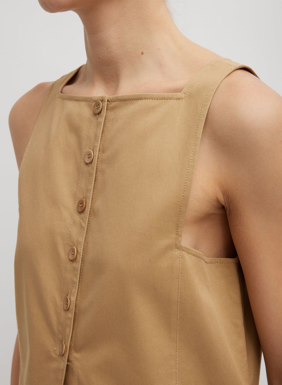 Chino Slit Front Sleeveless Tunic #2