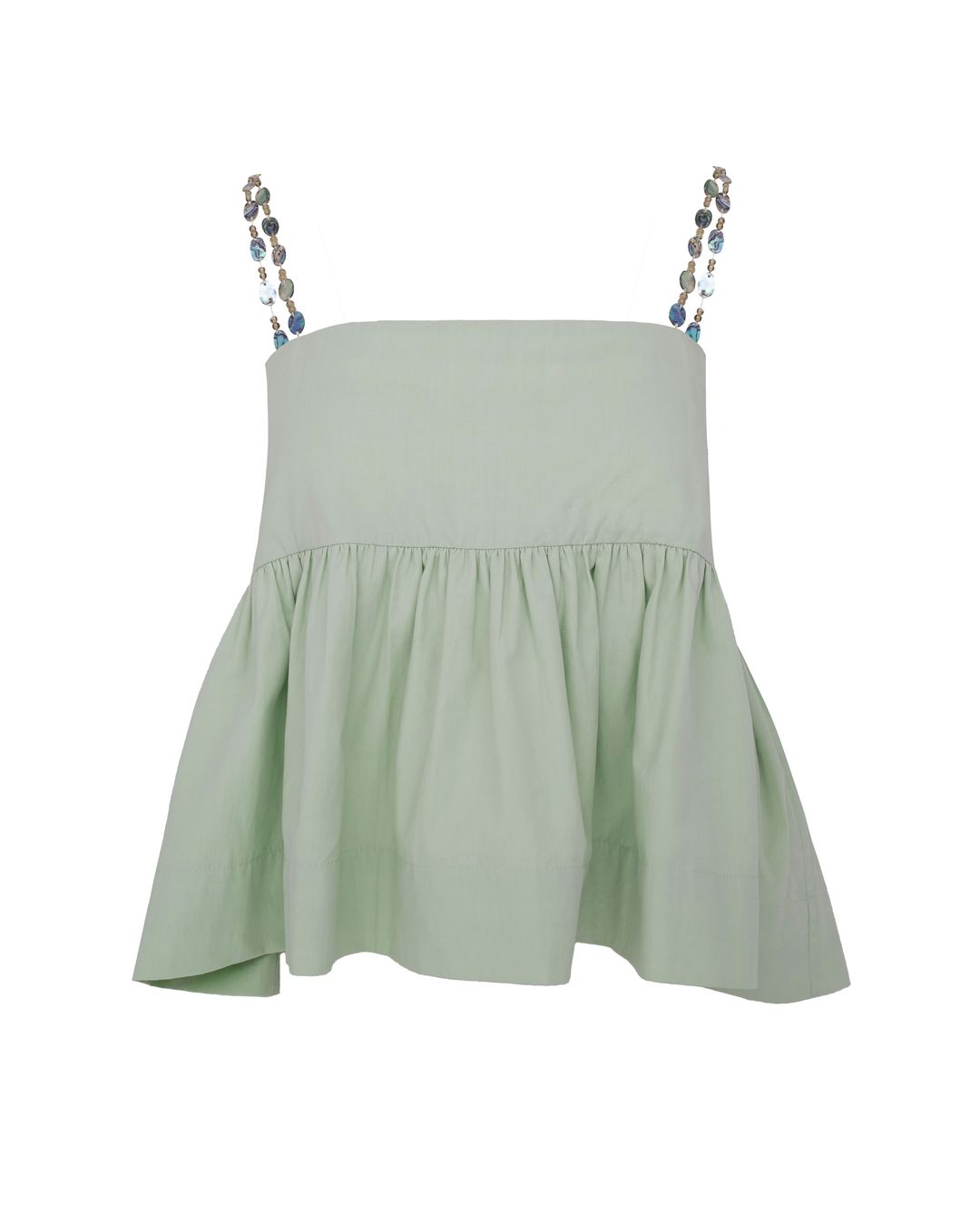 Rayna Poplin / Embellished Straps Top