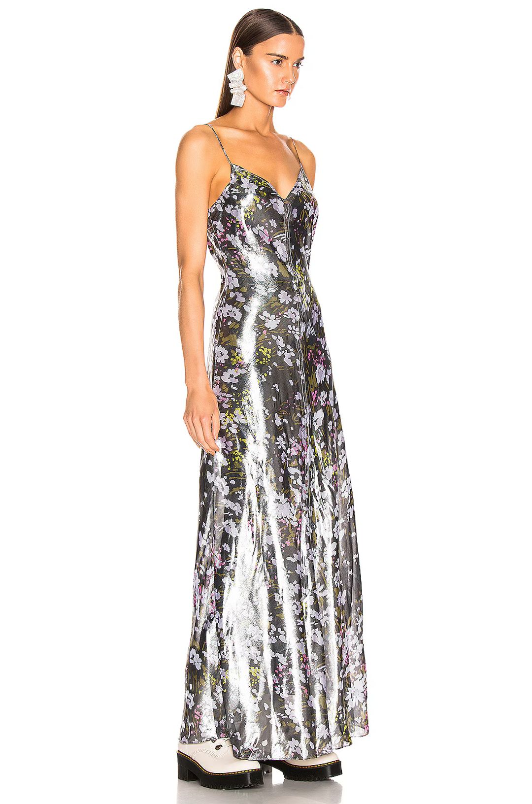 Lurex Floral-print Metallic Silk-blend Maxi Dress in Silver #3