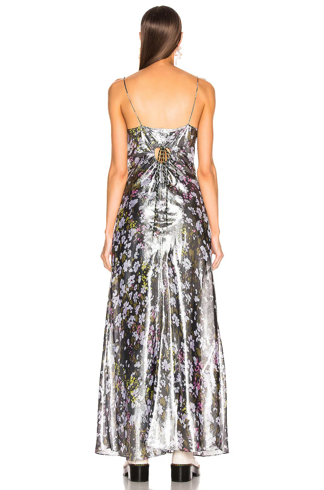 Lurex Floral-print Metallic Silk-blend Maxi Dress in Silver #4