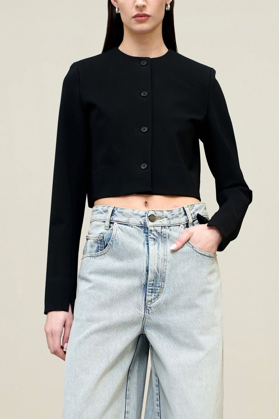 Estelle Knit Jacket in Stretch-Knit Suiting