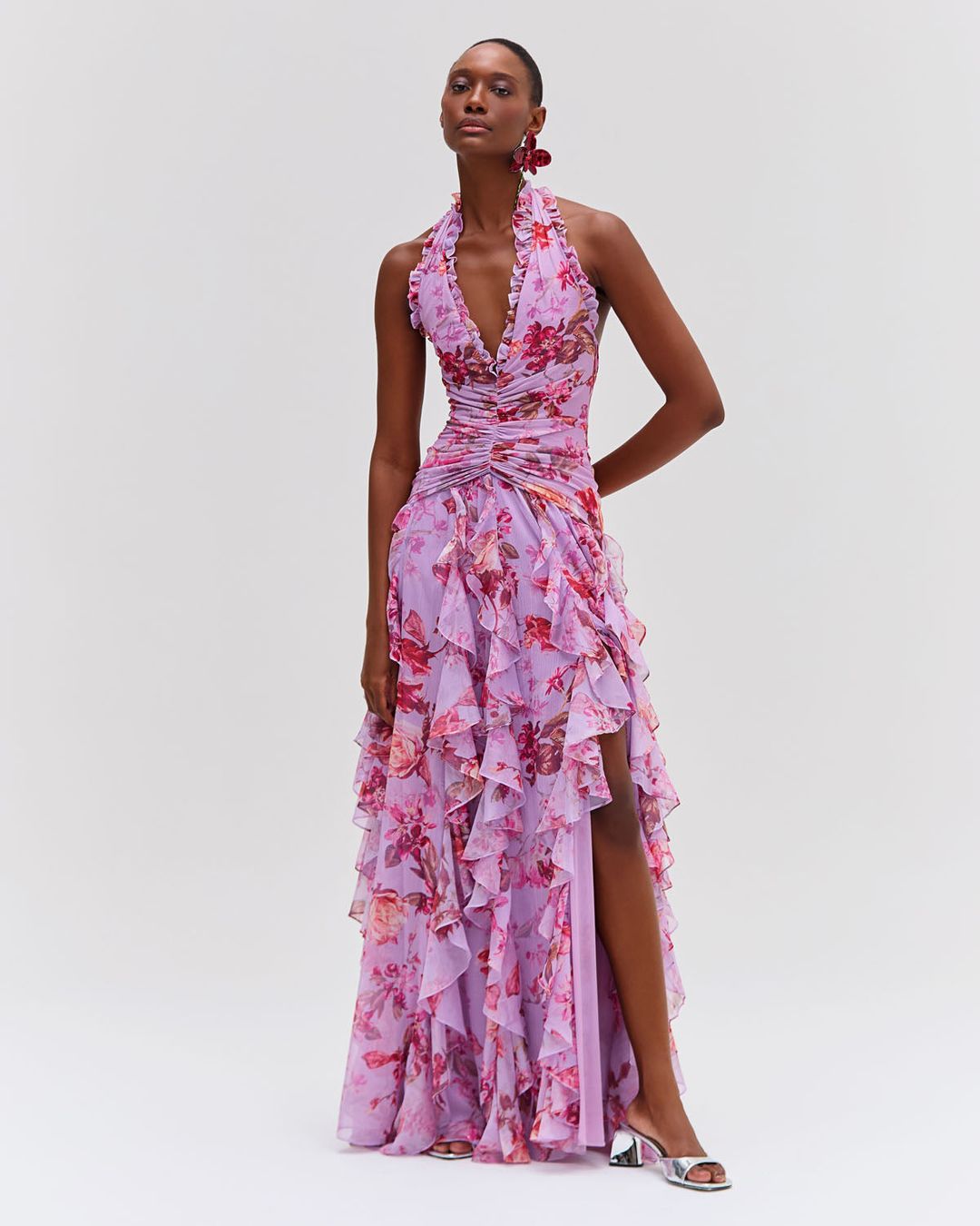 Floral Haze Stretch Tulle Maxi Dress #3