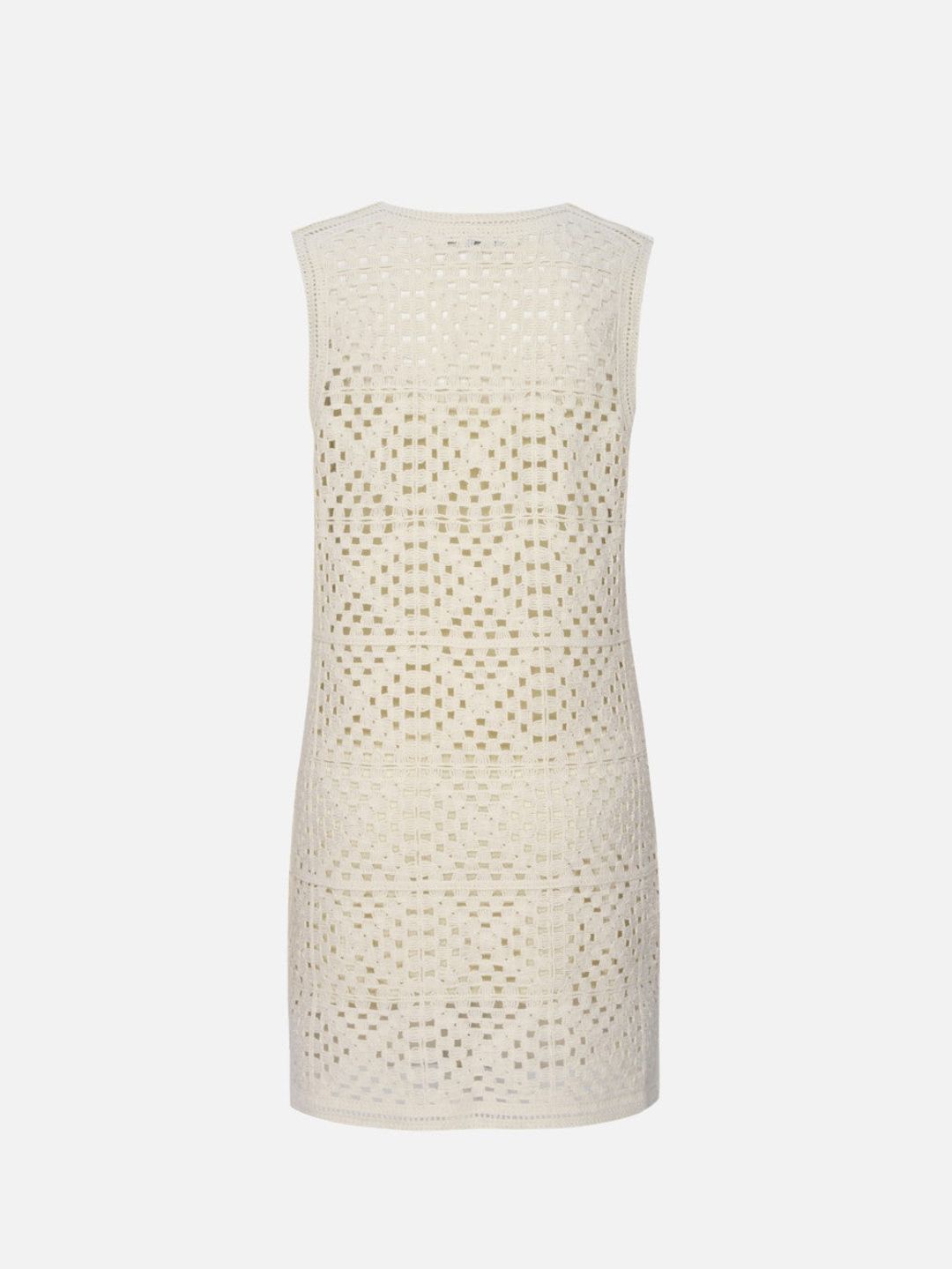 Crochet Tassel Popover Dress -- Cream