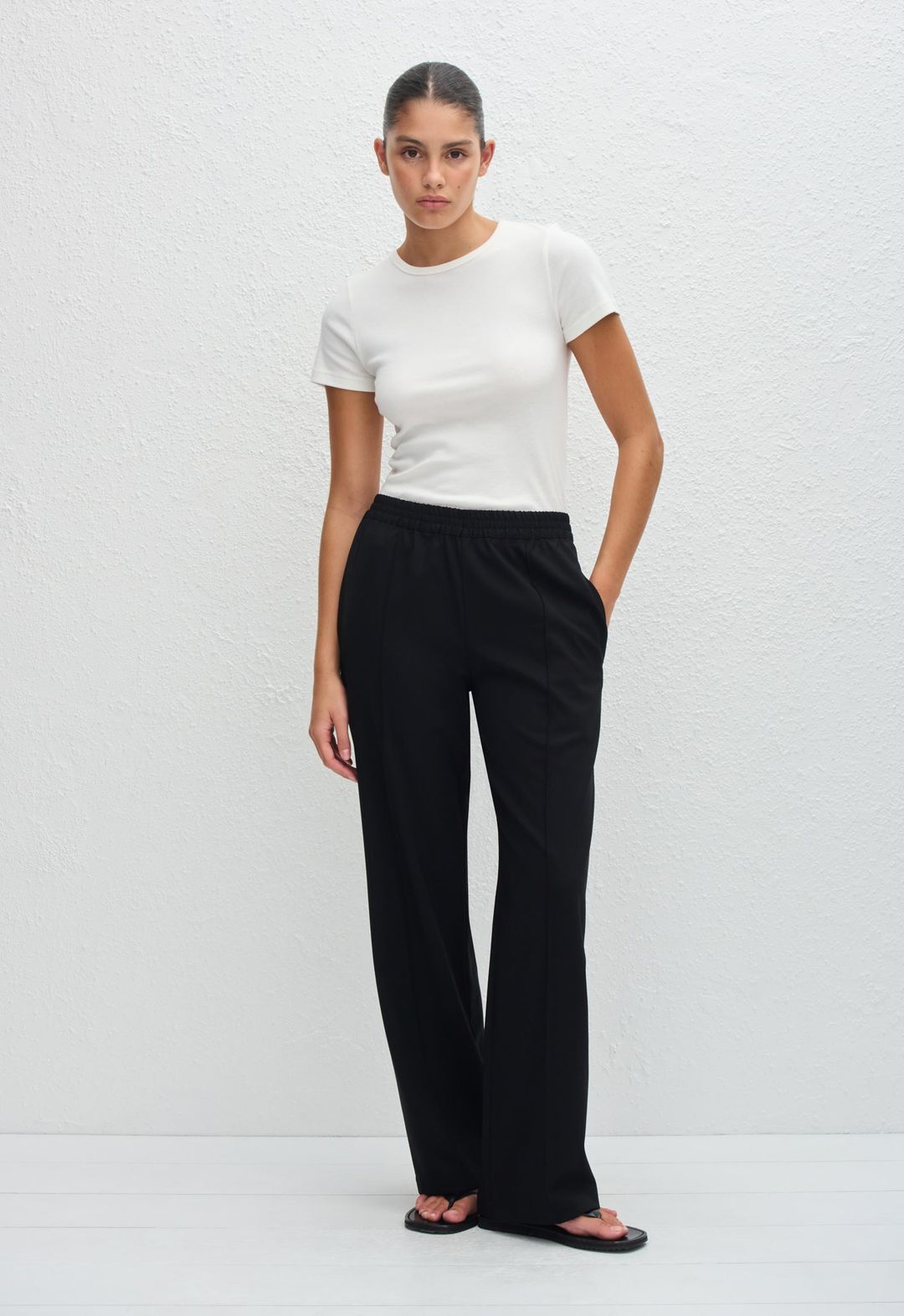 Relaxed Pin-Stitch Trouser - Black