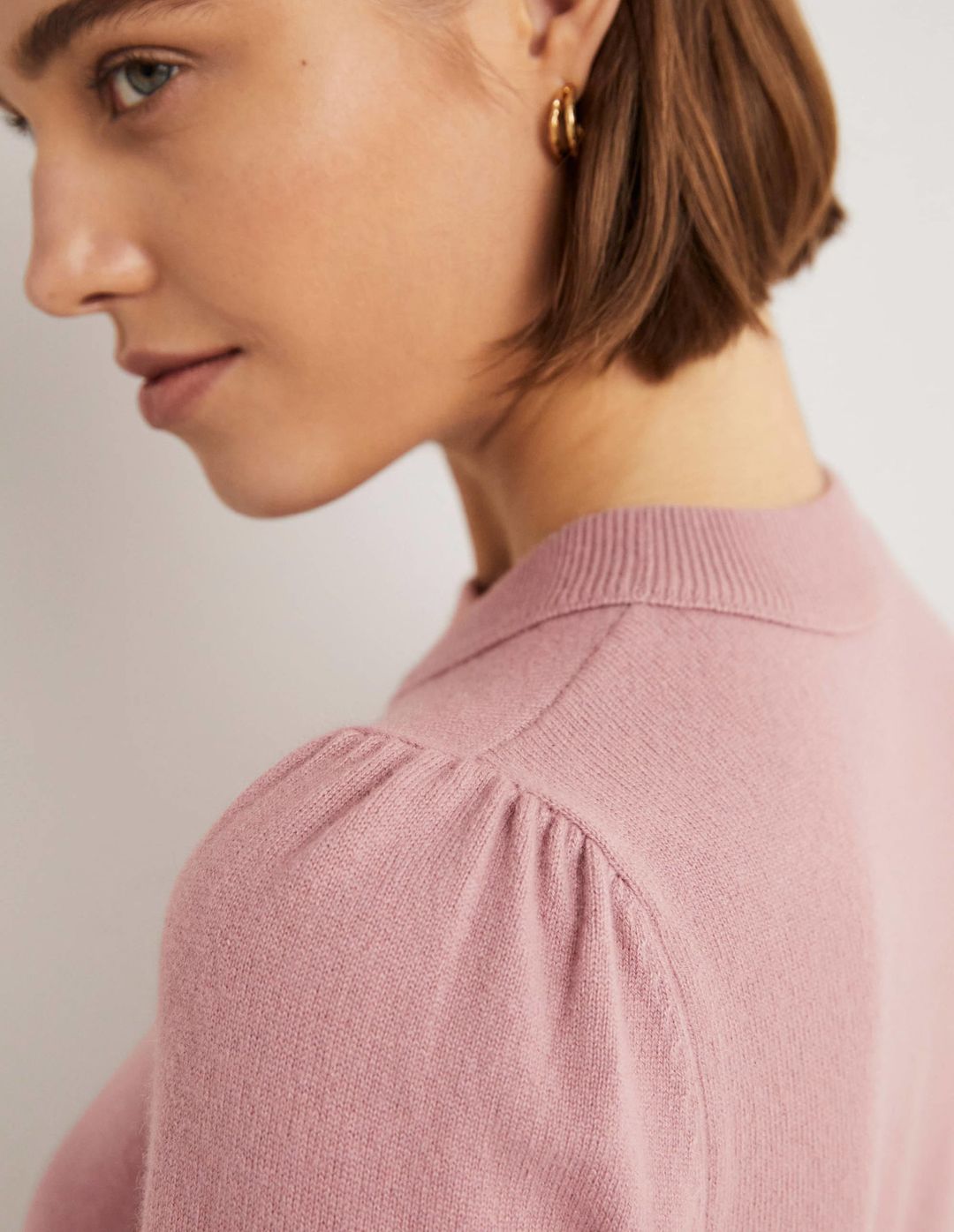 Cashmere Puff Shoulder Sweater-Violet Purple