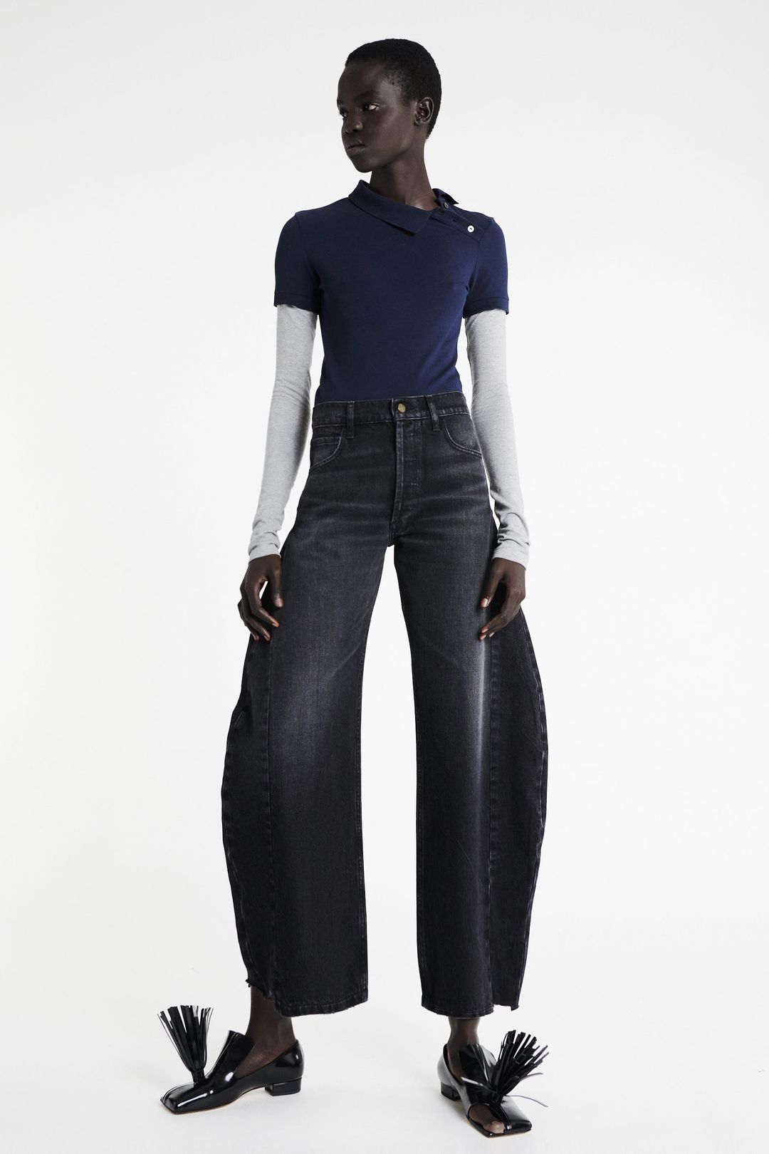 Denim Jeans With Inserts Washed Black