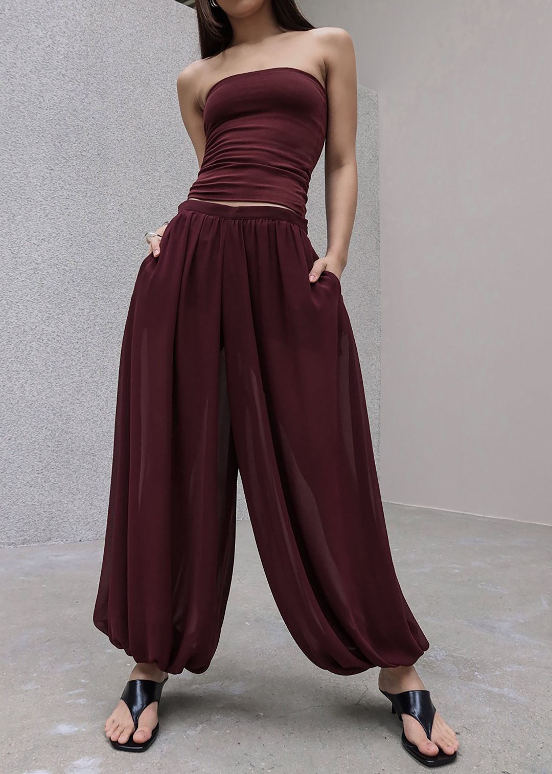 Solrae Tube Top - Burgundy #9