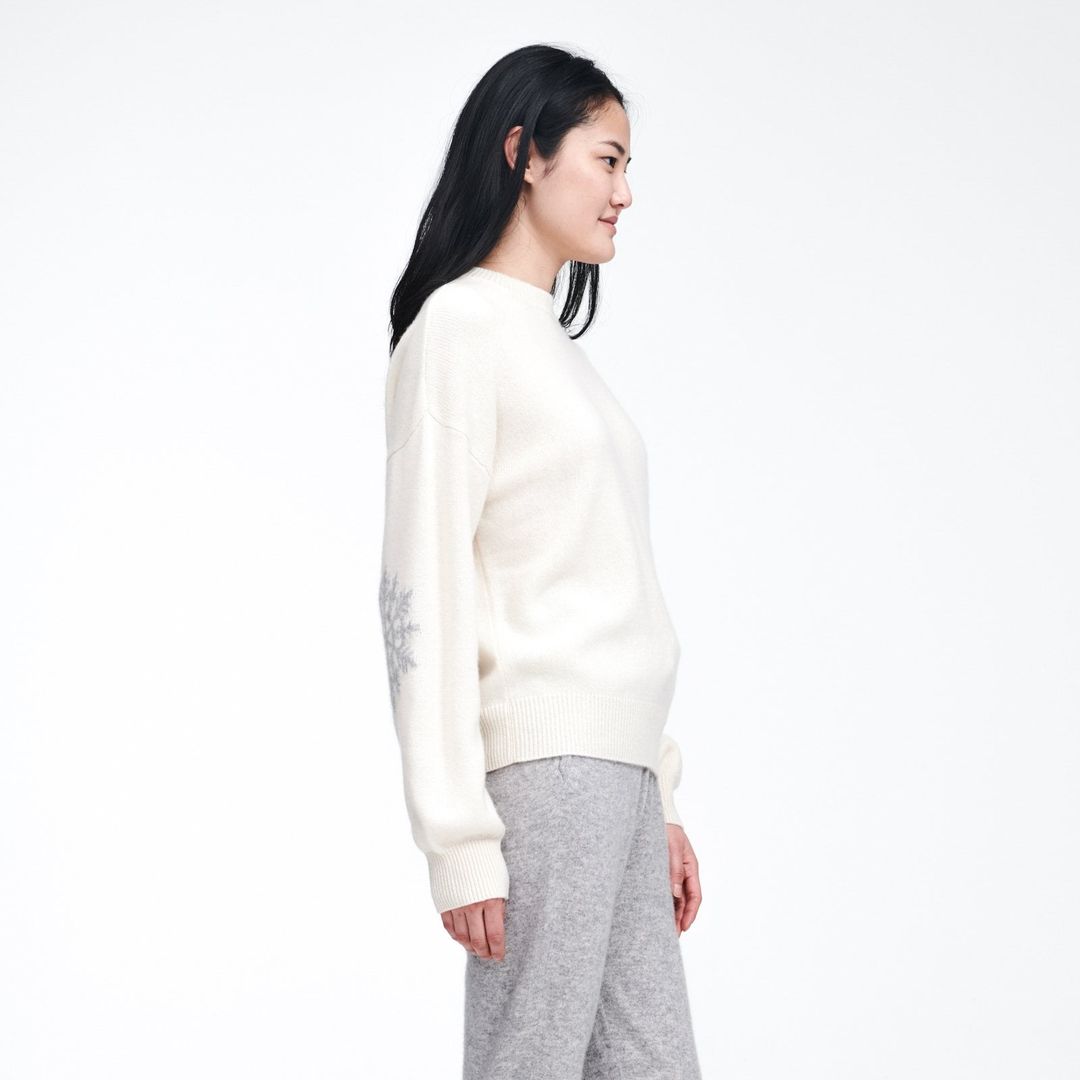 Cashmere Snowflake Crewneck Sweater #8