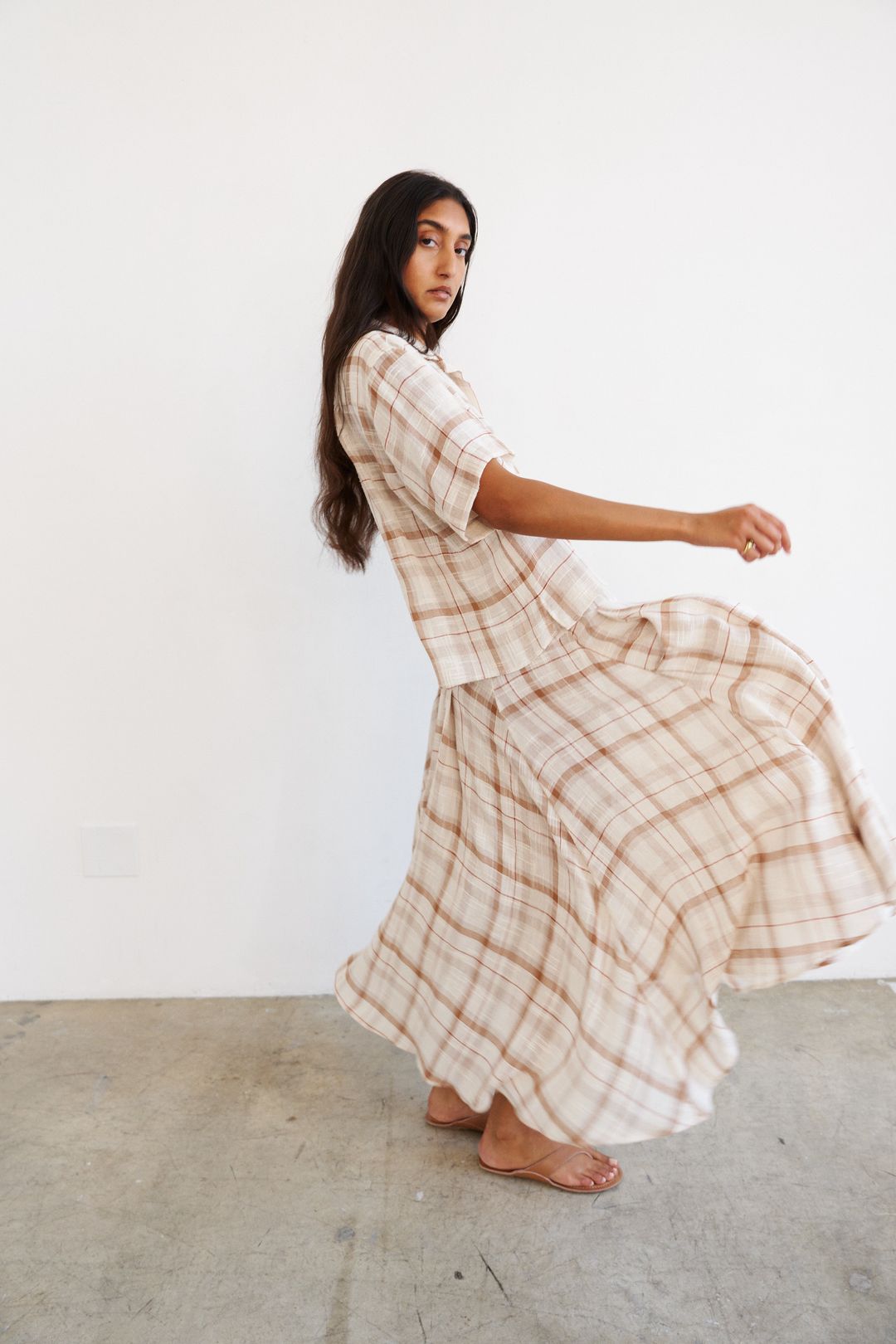 The Italian Summer Skirt in Natural Plaid #5
