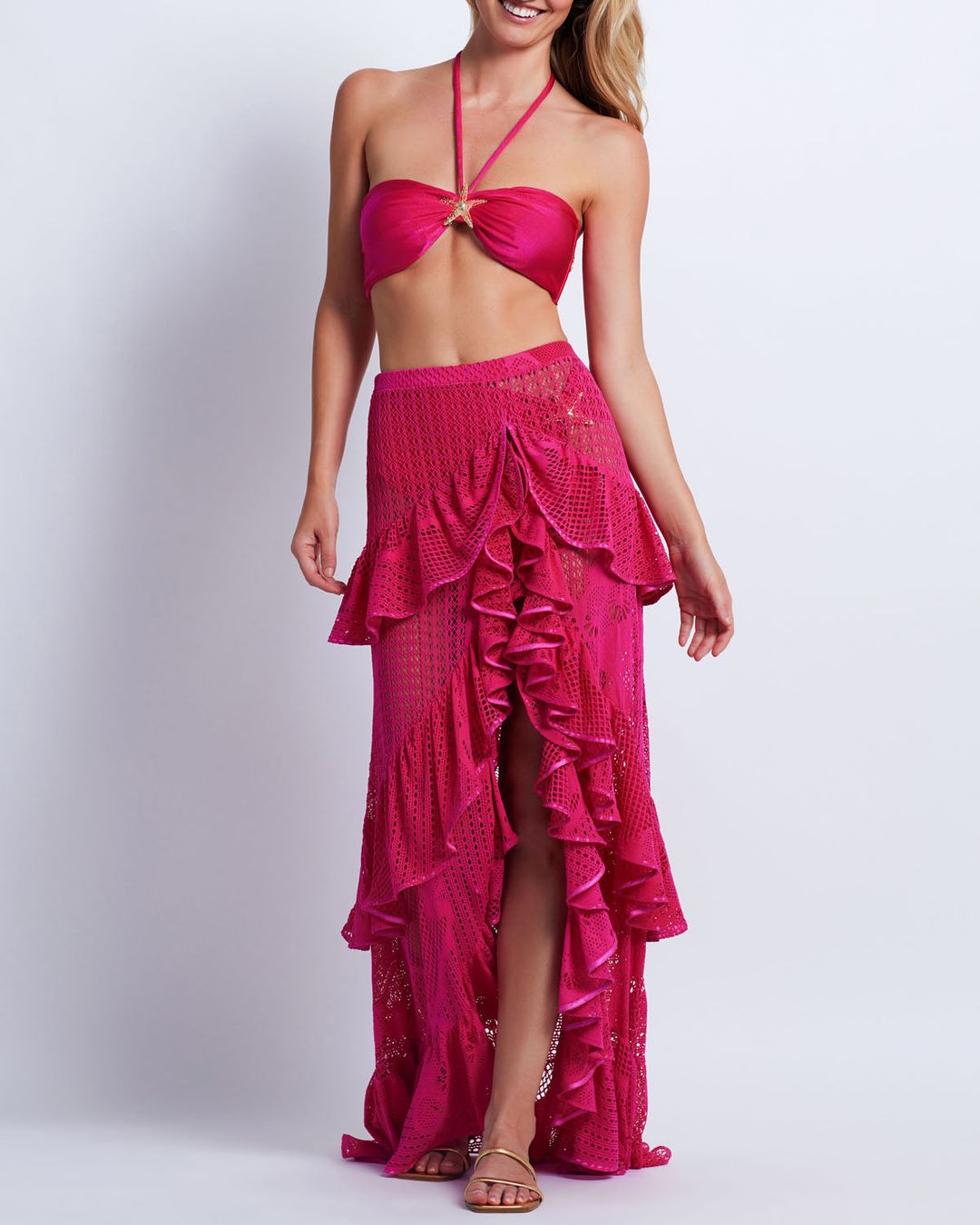 Ruffled Lace Beach Skirt