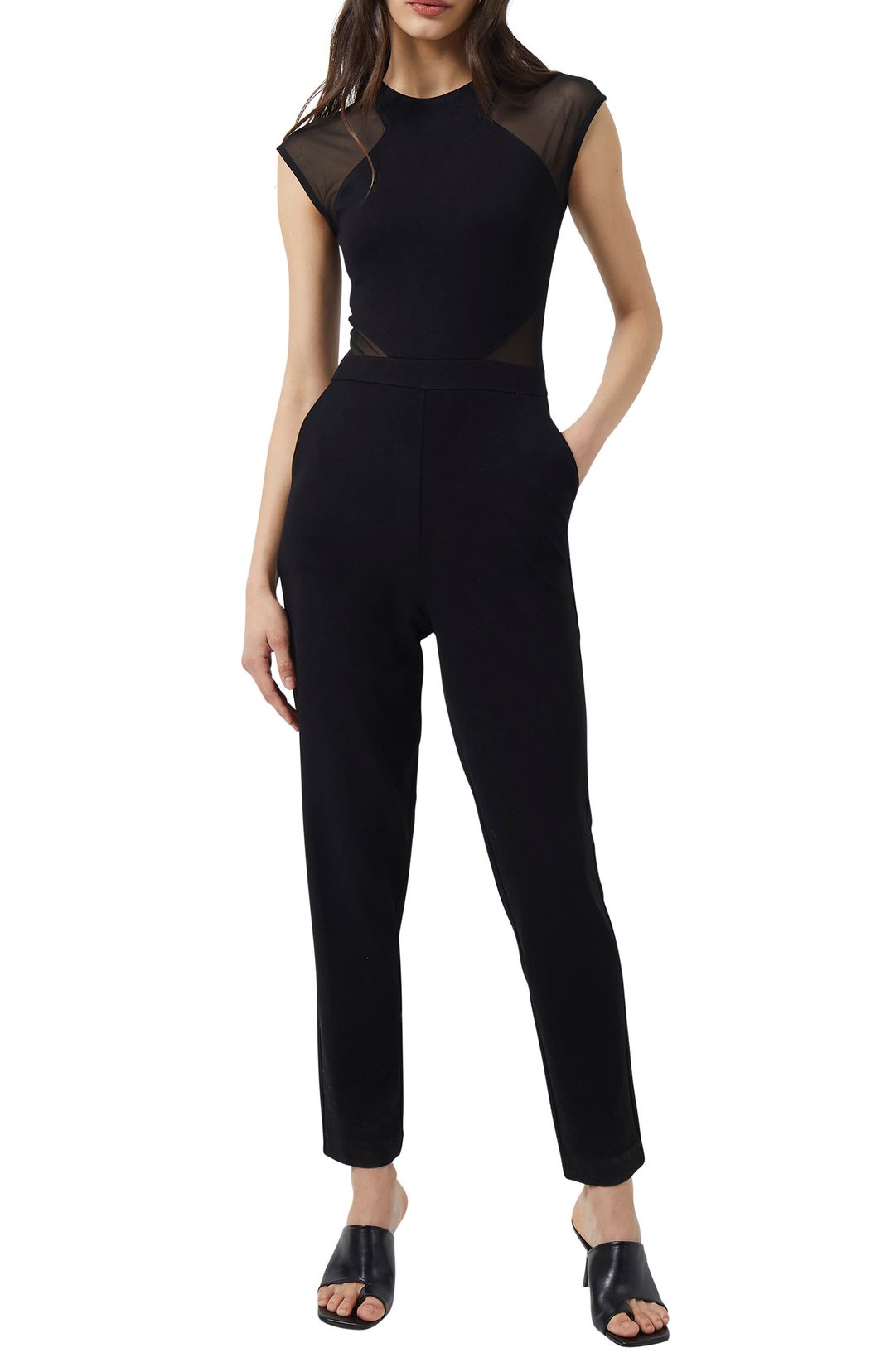 Viven Mesh Trim Jumpsuit