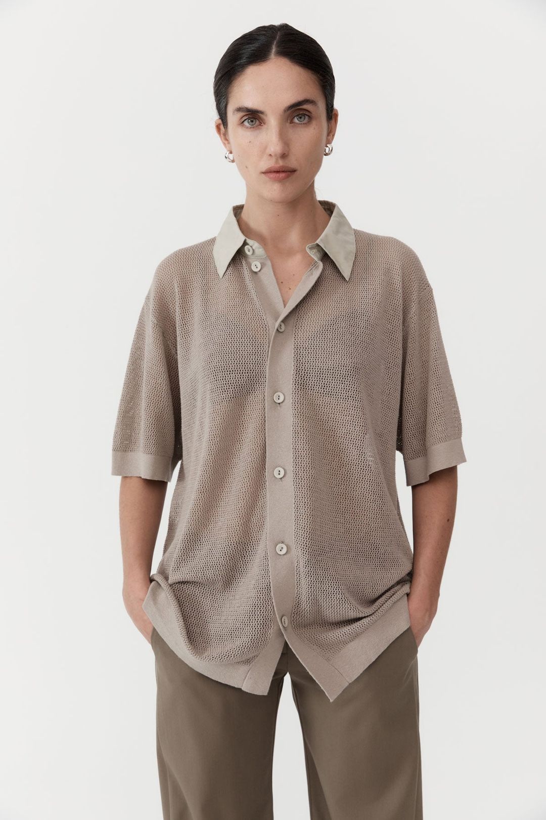 Mesh Short Sleeve Shirt - Fog