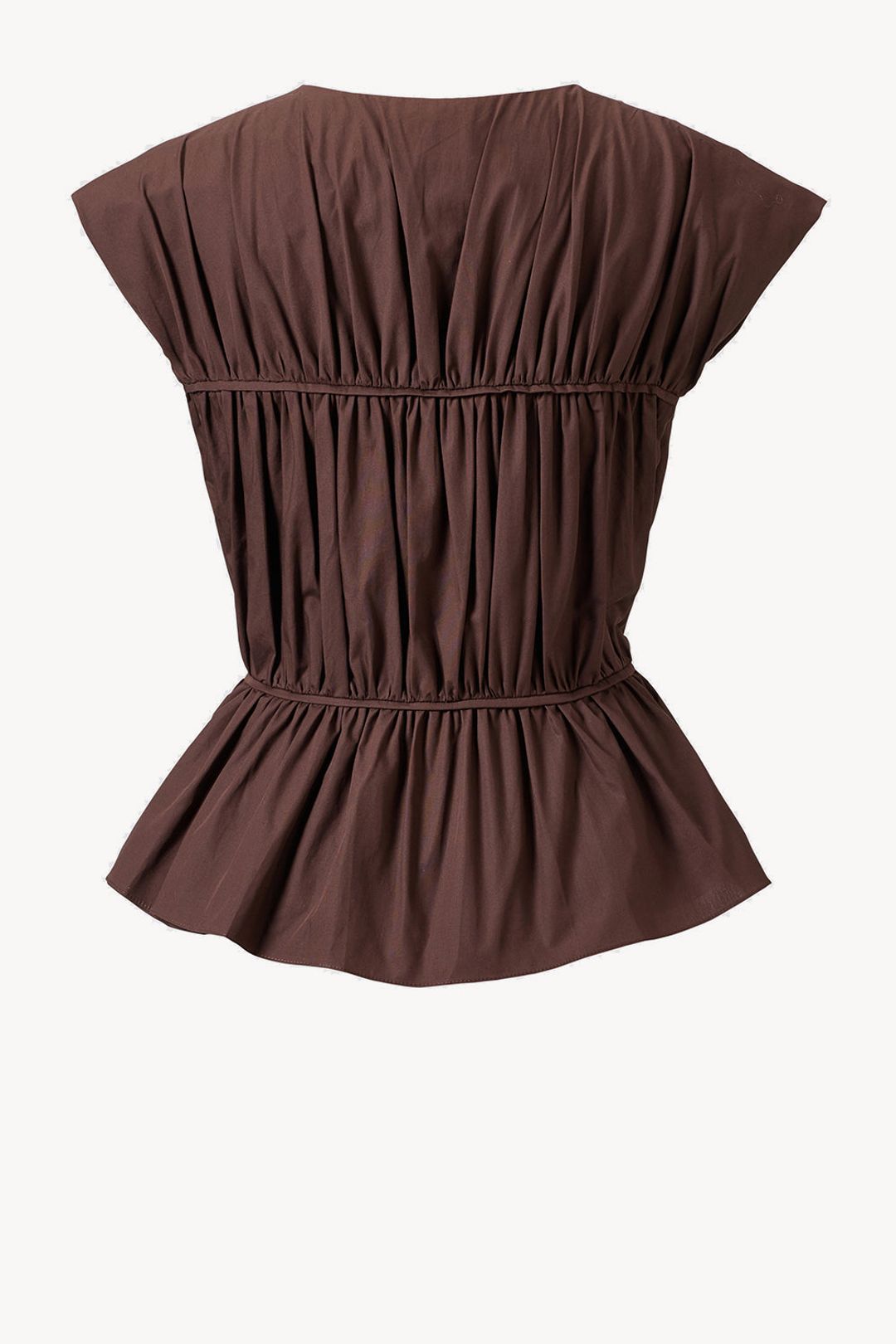 Thea Organic Cotton Gathered Sleeveless Top Chocolate #2