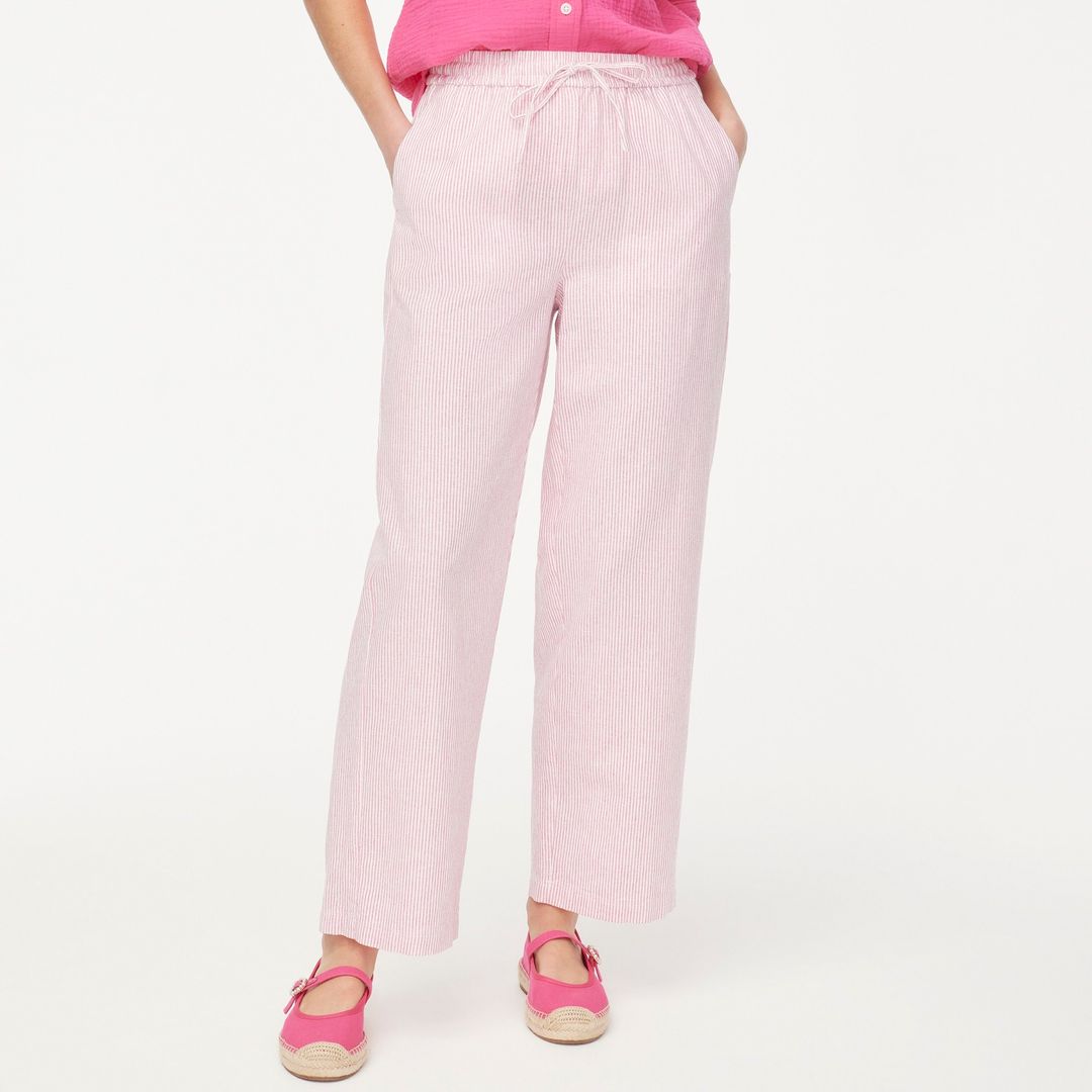 slim wide leg linen drawstring pant - st #6