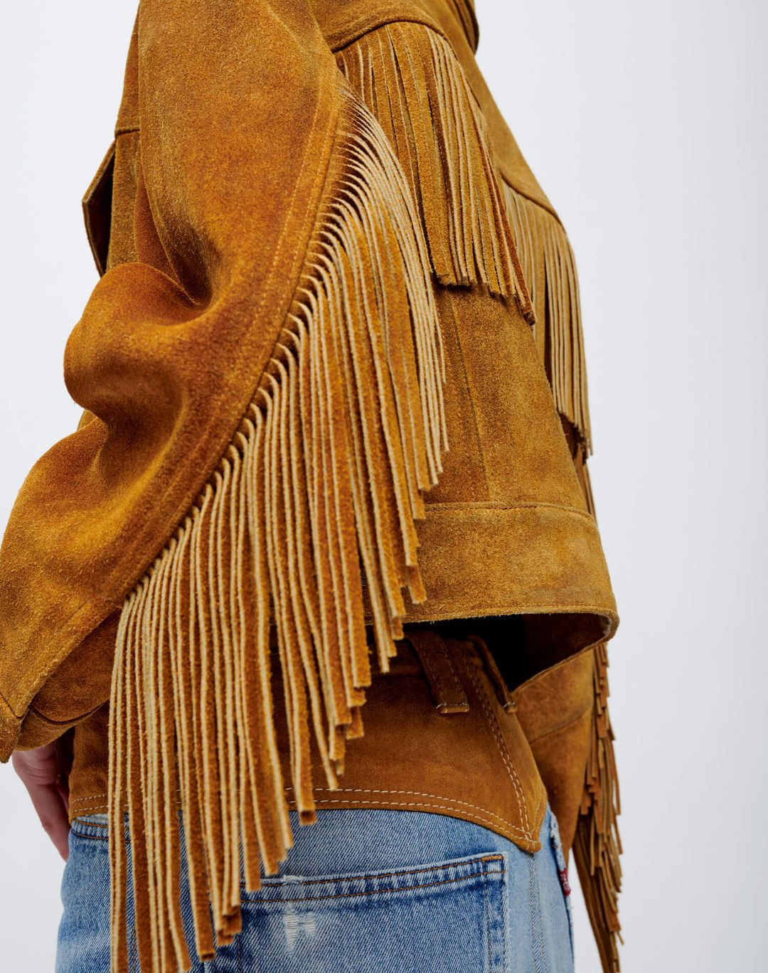Cropped Suede Fringe Jacket - Tan Suede #6