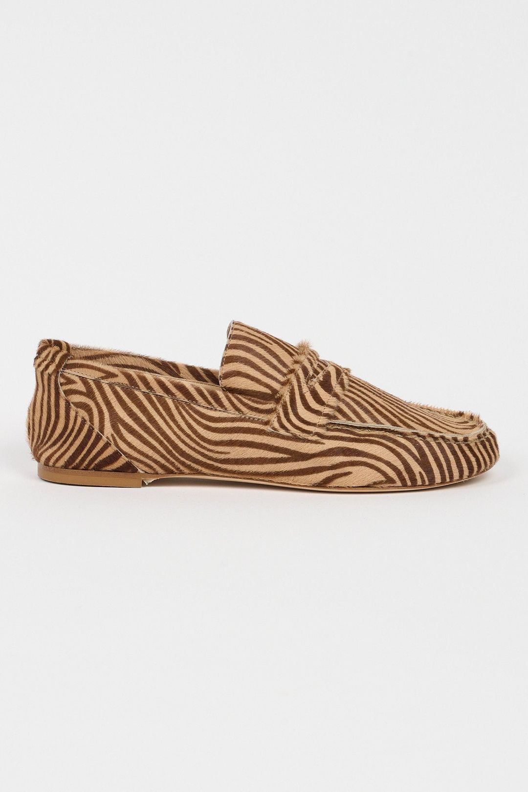 The Penny Loafer in Tan Zebra