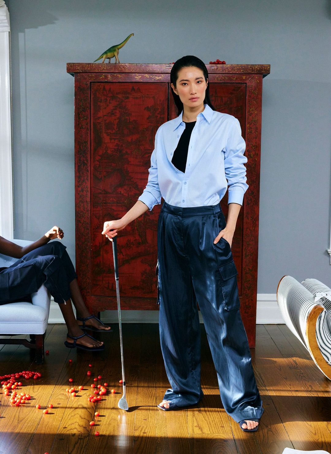 Shiny Nylon Pleated Stella Cargo Pant #2