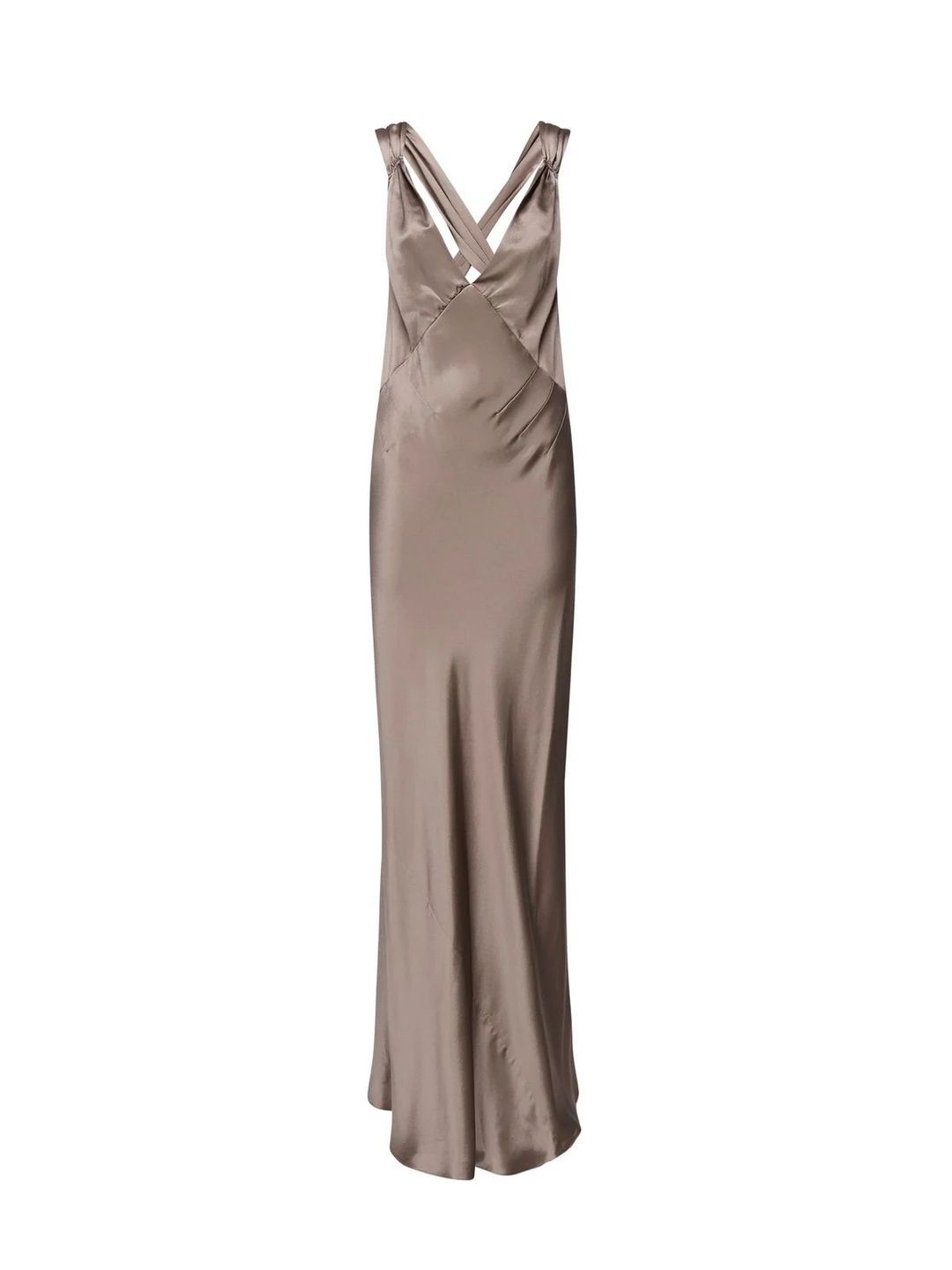 Taupe Rose Silk Maxi Dress