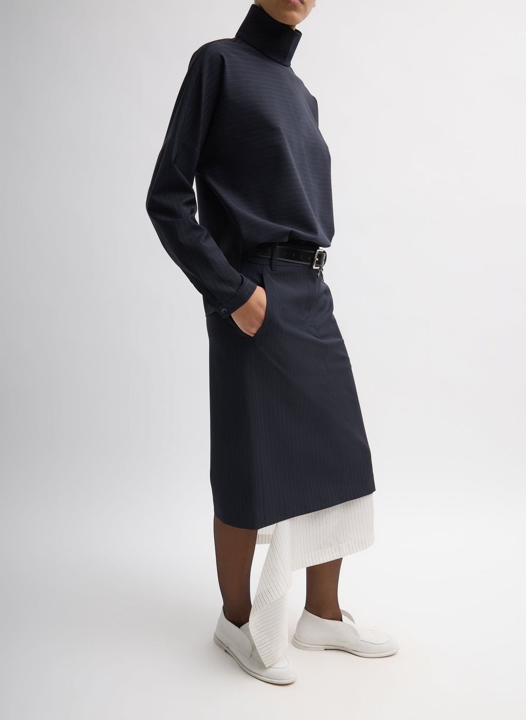 Mier Pinstripe Convertible Skirt #6