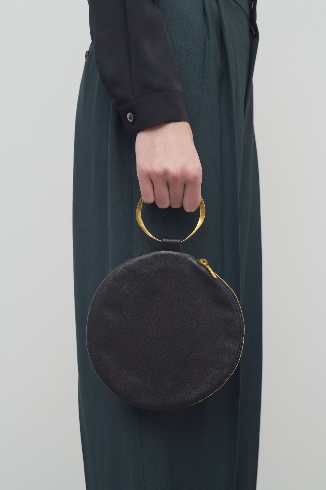 Round Bracelet Clutch in Leather #3