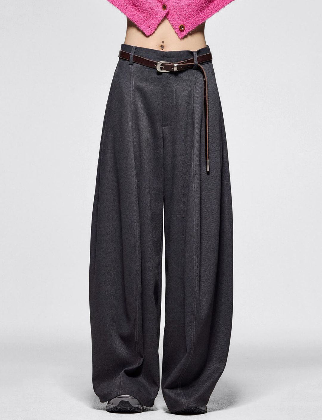 Dark Grey Barrel Leg Pants