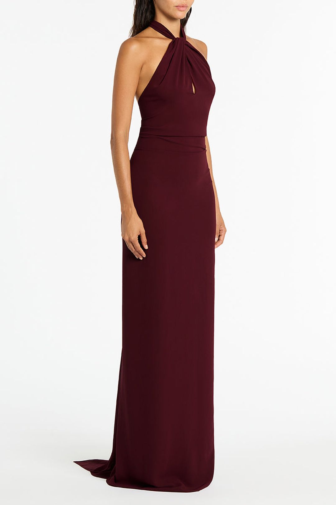 MERLOT GEORGETTE BACKLESS GOWN