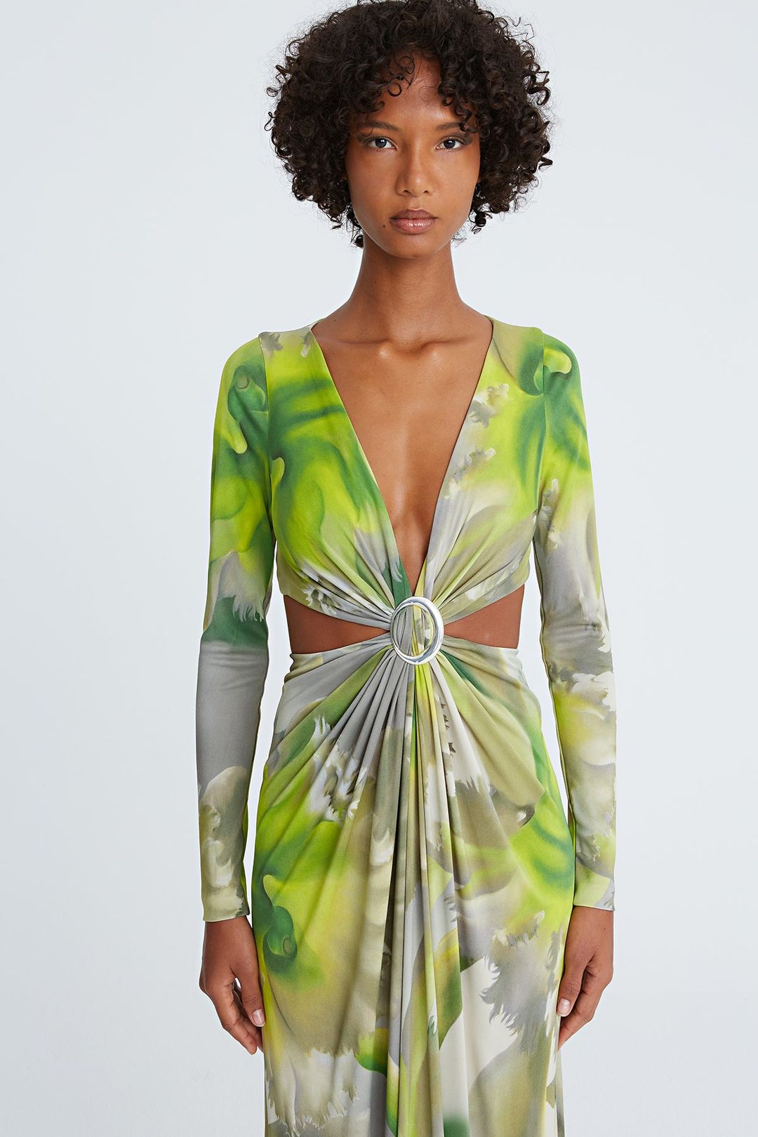 Jen Jersey V-Neck Draped Gown #5