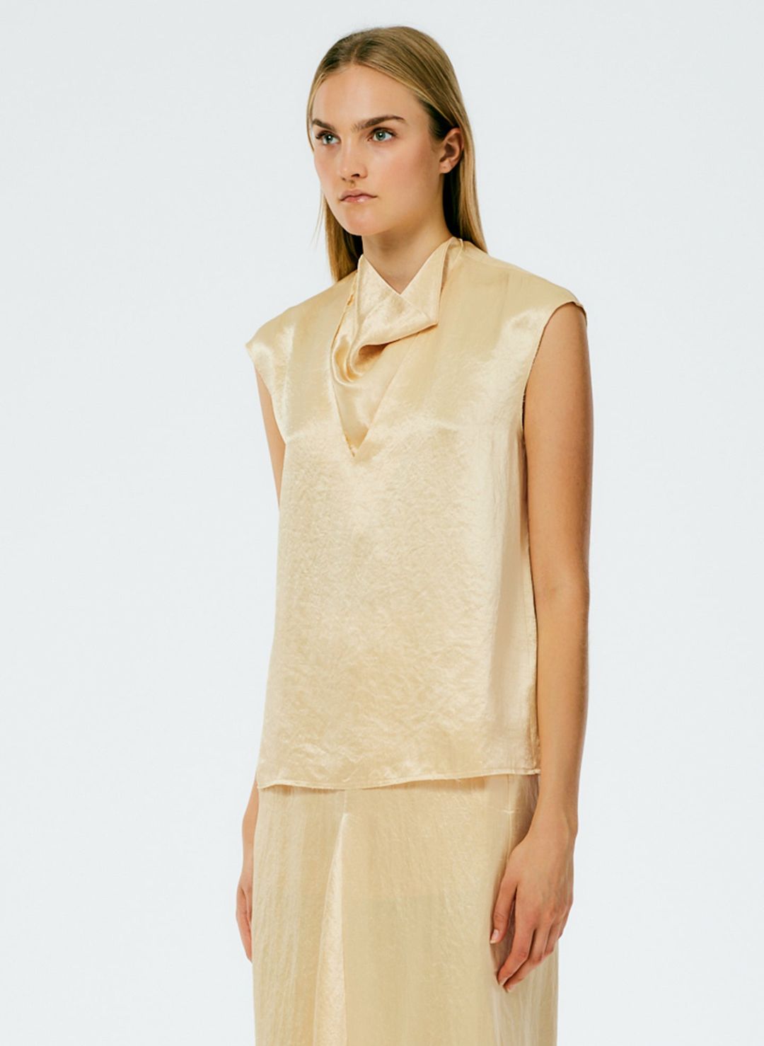 Sion Satin V-Neck Scarf Top #5