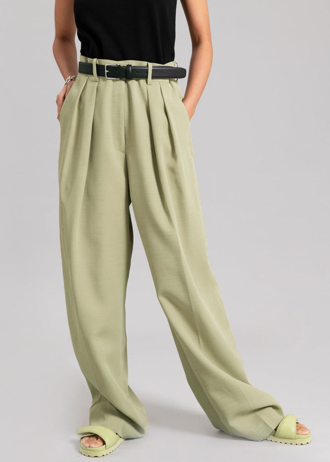 Port Pleated Pants - Sage #8