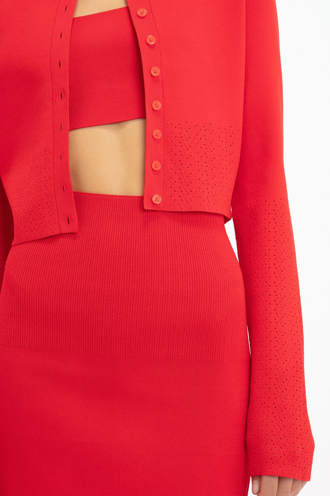 VB Body Cropped Fitted Cardigan in Red #4