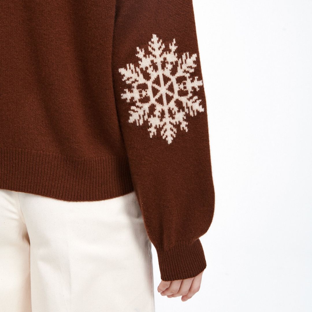 Cashmere Snowflake Crewneck Sweater #4